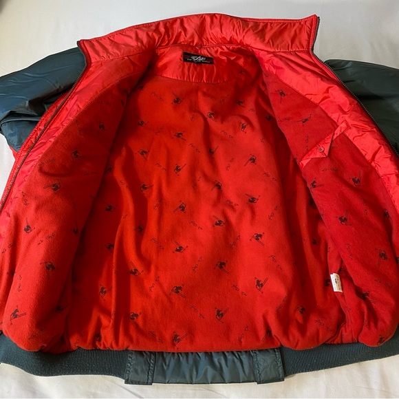 CAF Puffer Jacket Ski Team Gray Red Color Block Zip and Snap Button Front - Picture 9 of 14